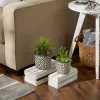 Set of 2 Dark Gray Lattice Cement Flower Pots - Stylish Home Decor for Indoor and Outdoor Use